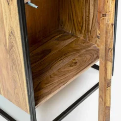 Viadurini Living Moderne Design Bücherregale-Boden Bücherregal mit Struktur in Akazienholz und Stahl Homemotion - Golia