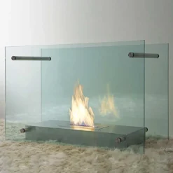 Viadurini Fire Design Bodenkamine Bioethanol-Boden Bioethanol Kamin in Glas und Stahl Design für Indoor - Edison