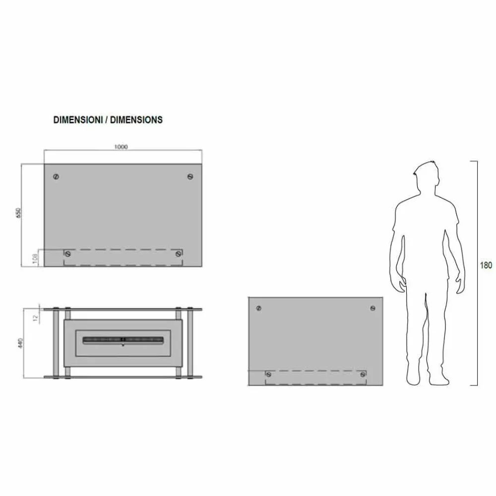 Viadurini Fire Design Bodenkamine Bioethanol-Boden Bioethanol Kamin in Glas und Stahl Design für Indoor - Edison