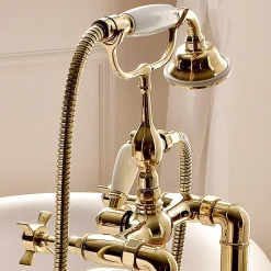 Viadurini Bathroom Badewannearmaturen-Boden-Badewannengruppe im Vintage-Design aus Messing Made in Italy - Katerina