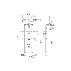 Viadurini Bathroom Badewannearmaturen-Boden-Badewannengruppe im Vintage-Design aus Messing Made in Italy - Katerina
