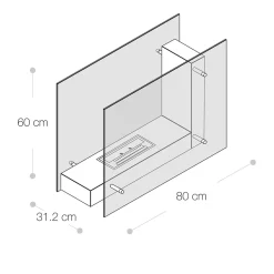 Viadurini Fire Design Bodenkamine Bioethanol-Boden-Biokamin mit doppelseitiger Struktur aus Glas und Metall - Planeto