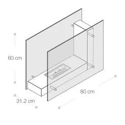 Viadurini Fire Design Bodenkamine Bioethanol-Bodenbiokamin mit doppelseitiger Struktur aus Glas und schwarzem Metall – Squillo