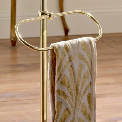 Viadurini Bathroom Badetuchhalter-Bodenhandtuchhalter mit Seifenschale aus Messing und Vintage-Keramik - Rouen