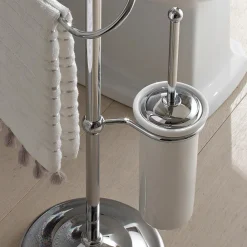 Viadurini Bathroom Badetuchhalter-Bodenhandtuchhalter mit Seifenschale aus Messing und Vintage-Keramik - Rouen