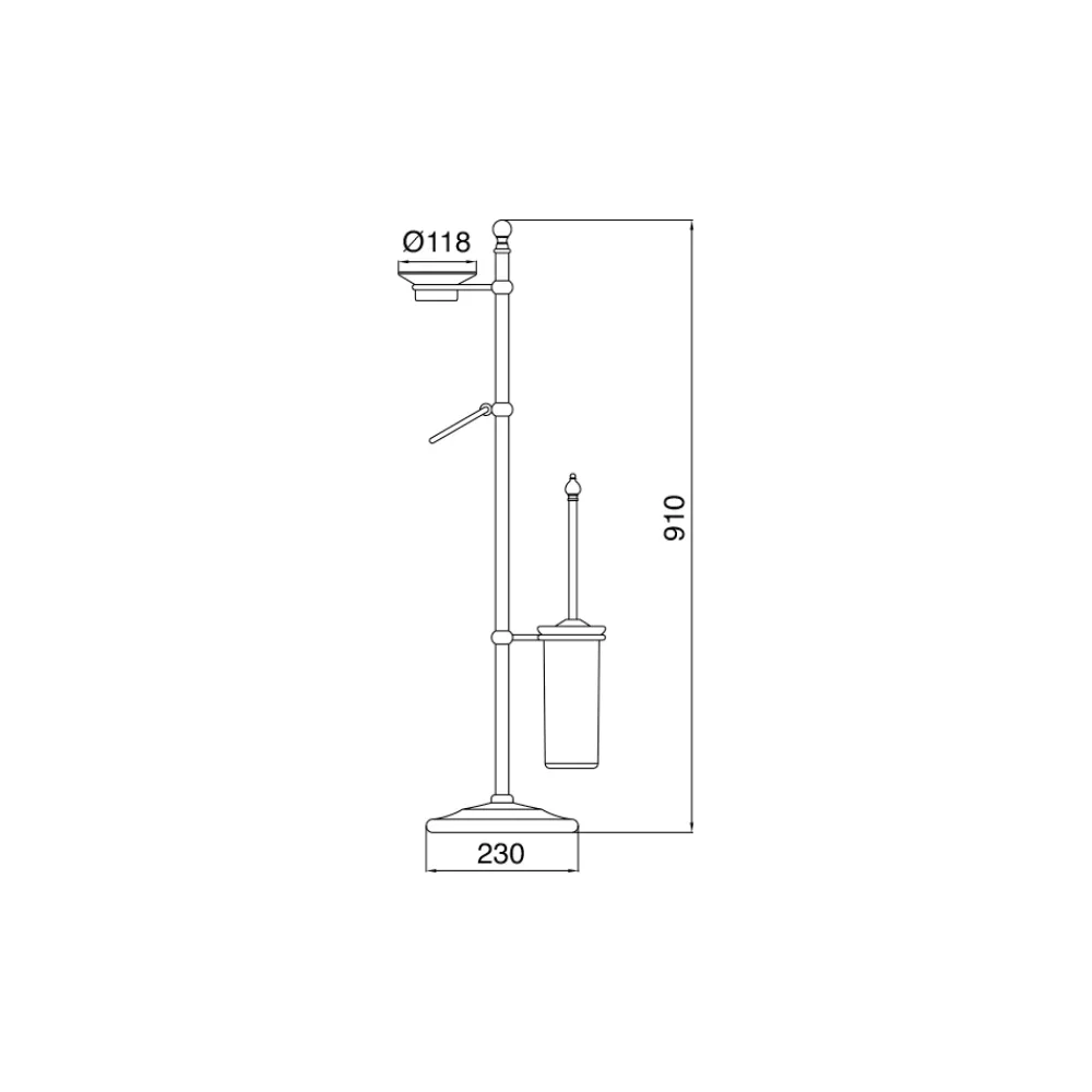 Viadurini Bathroom Badetuchhalter-Bodenhandtuchhalter mit Seifenschale aus Messing und Vintage-Keramik - Rouen
