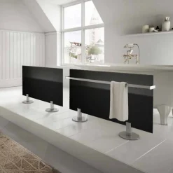 Viadurini Radiators Heizkörper Elektrisch-Bodenheizkörper im modernen Design aus schwarzem Sternglas