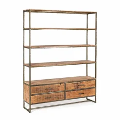 Viadurini Living Moderne Design Bücherregale-Bodenregal im Industriestil aus Stahl und Holz Homemotion - Zompo