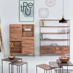 Viadurini Living Moderne Design Bücherregale-Bodenregal im Industriestil aus Stahl und Holz Homemotion - Zompo
