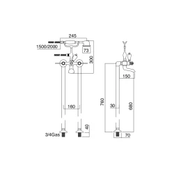 Viadurini Bathroom Badewannearmaturen-Bodenstehende Badewannengruppe mit Handbrause und flexiblem Schlauch. Hergestellt in Italien – Mailand