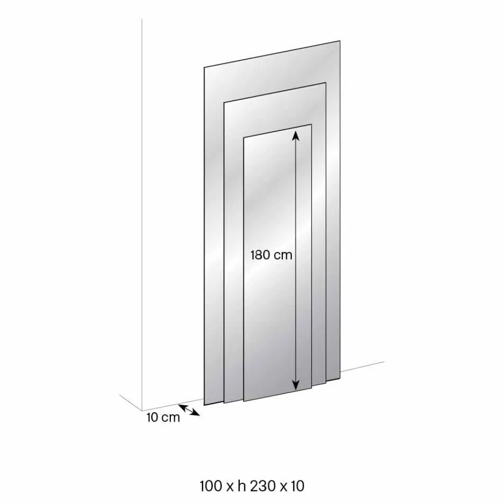 Viadurini Decor Wandspiegel-Boden-Wandspiegel mit LED-Licht und weißer Struktur, Luxus - Plaudio