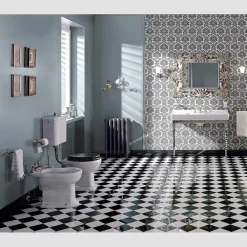 Viadurini Bathroom Wc-Boden-WC mit Keramikkassette und Made in Italy Black Seat - Marwa