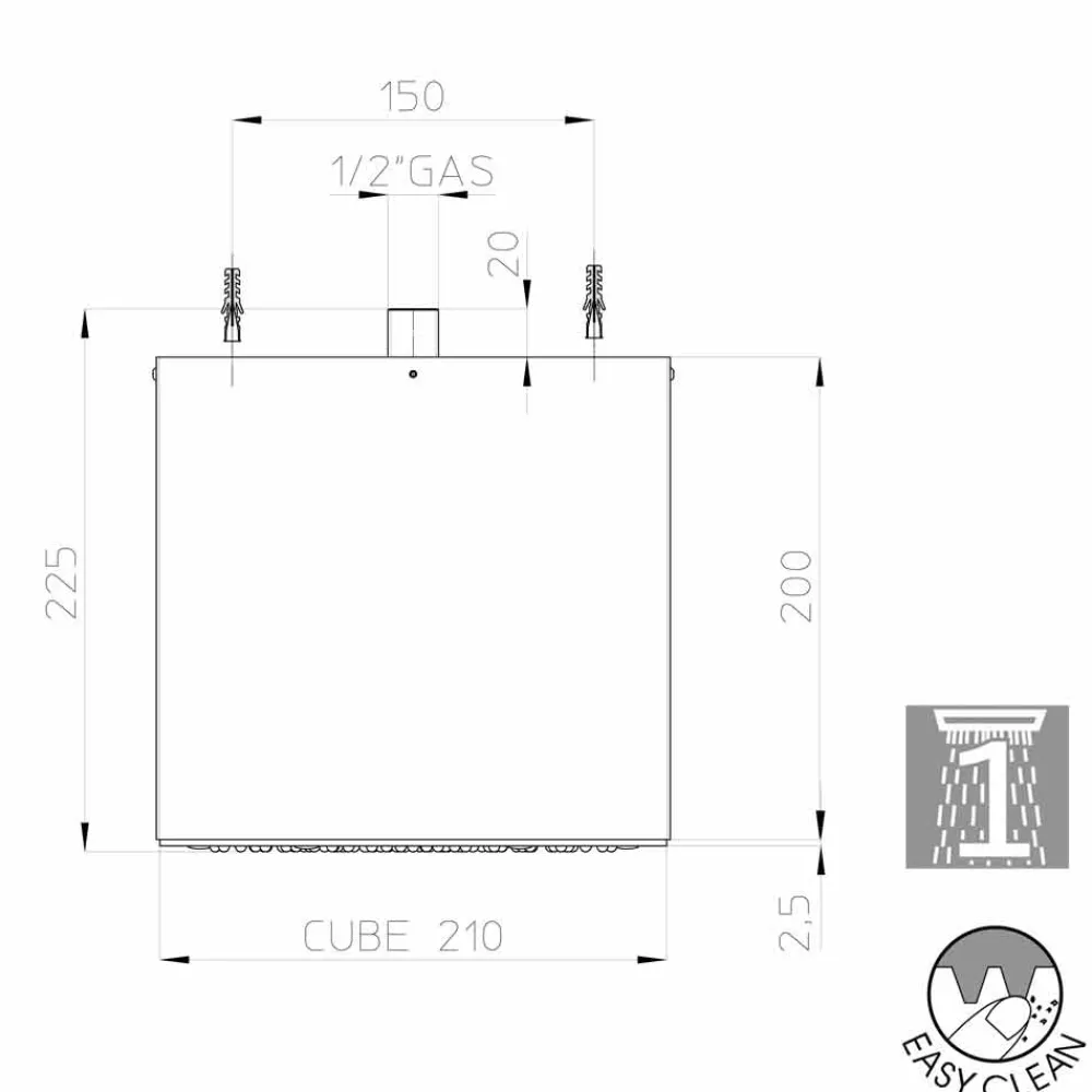 BOSSINI Duschköpfe- Cube Duschkopf aus Edelstahl in modernem Design