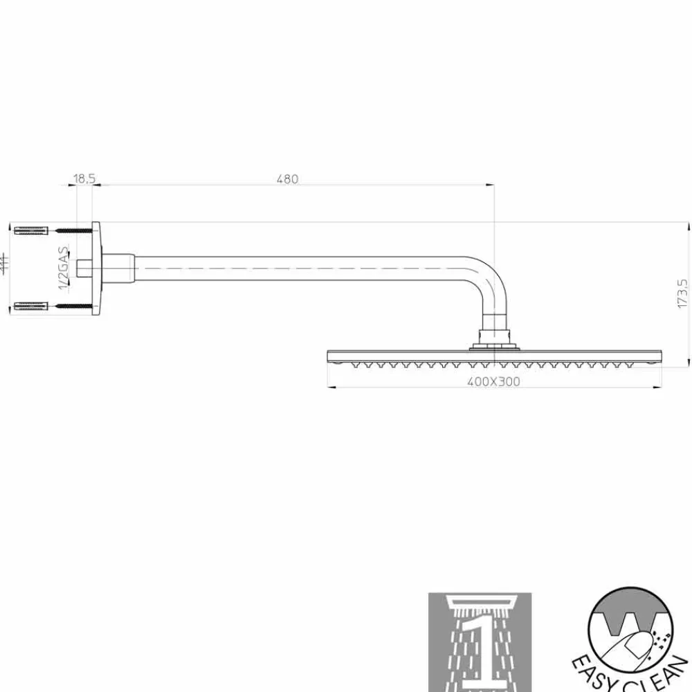 BOSSINI Duschköpfe-Duschkopf 1-Arm verchromt in modernem Design Dream