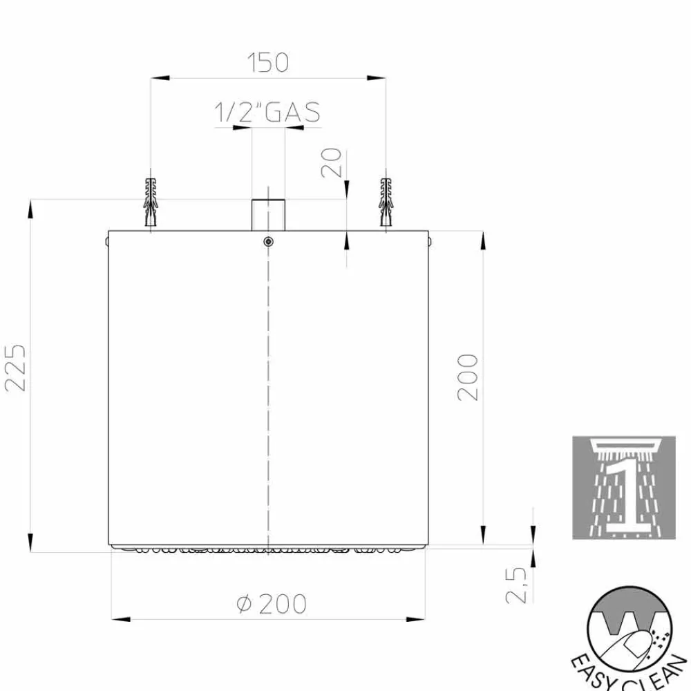 BOSSINI Duschköpfe-Moderner Duschkopf Regendusche 1-Strahl