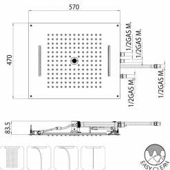 BOSSINI Duschköpfe-Moderner Regenduschkopf  mit 4 Strahlfunktionen