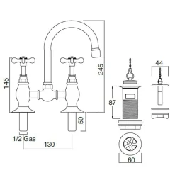 Viadurini Taps Waschbeckenarmaturen-Brückenarmaturen für Waschbecken aus klassischem handgefertigtem Messing - Fioretta
