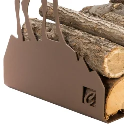 Viadurini Fire Design Kaminholzständer Aus Eisen Und Stahl-Brennholzhalter aus braunem Stahl Hergestellt in Italien mit Werkzeugen - Volturno