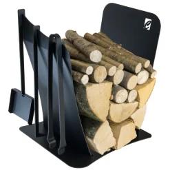Viadurini Fire Design Kaminholzständer Aus Eisen Und Stahl-Brennholzhalter für den Innenbereich aus Stahl mit 3 Zubehörteilen Made in Italy - Nelumbo