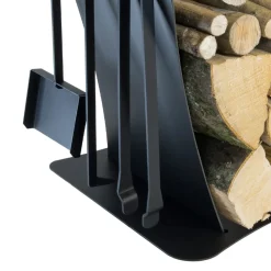 Viadurini Fire Design Kaminholzständer Aus Eisen Und Stahl-Brennholzhalter für den Innenbereich aus Stahl mit 3 Zubehörteilen Made in Italy - Nelumbo