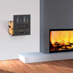 Viadurini Fire Design Kaminholzständer Aus Eisen Und Stahl-Brennholzhalter für den Innenbereich aus lackiertem Stahl Made in Italy - Ghino
