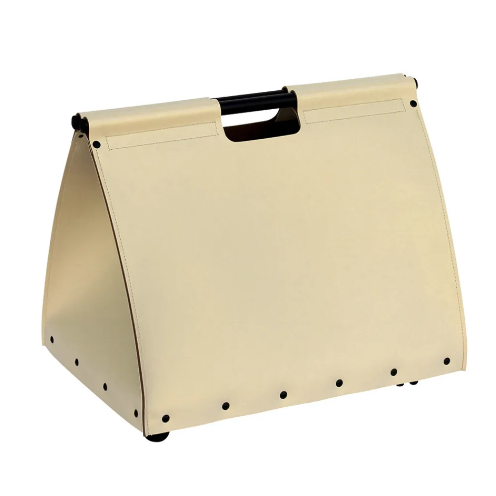Viadurini Fire Design Kaminholzständer Aus Leder Und Kunstleder-Brennholztasche aus Öko-Leder mit Rollen, hergestellt in Italien – Schnecke