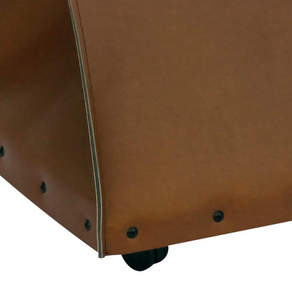 Viadurini Fire Design Kaminholzständer Aus Leder Und Kunstleder-Brennholztasche aus Öko-Leder mit Rollen, hergestellt in Italien – Schnecke