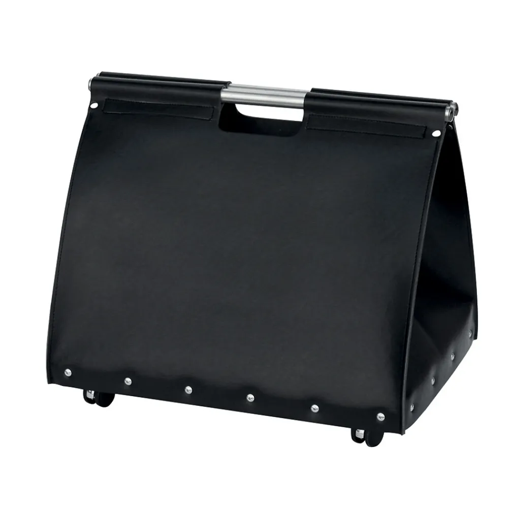 Viadurini Fire Design Kaminholzständer Aus Leder Und Kunstleder-Brennholztasche aus Öko-Leder mit Rollen, hergestellt in Italien – Schnecke