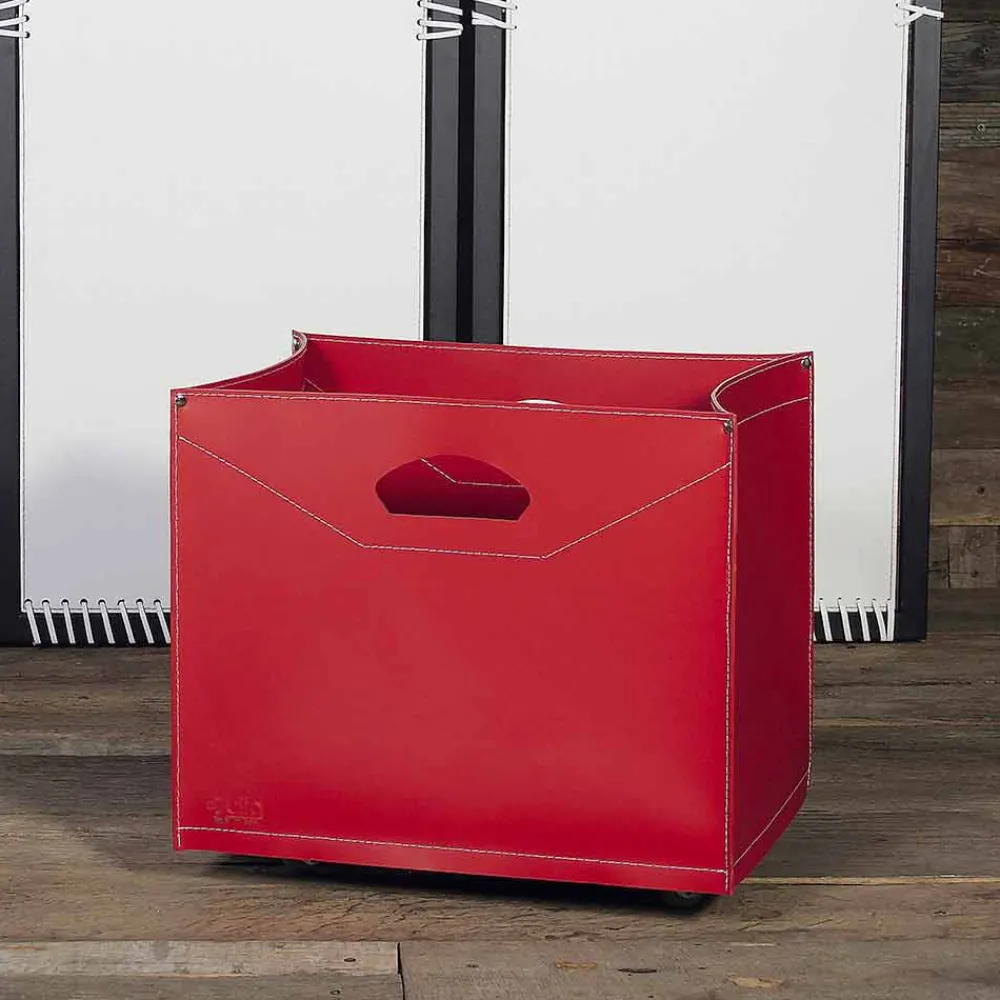 Viadurini Leather Kaminholzständer Aus Leder Und Kunstleder-Brennholztasche aus Leder mit bequemen Rädern Innovo 100% Made in Italy