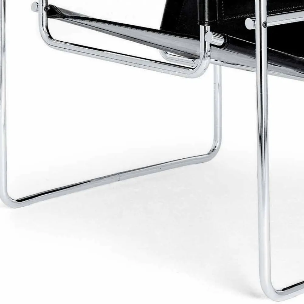 Viadurini Living Bürosessel-Bürosessel aus Leder mit Gestell aus verchromtem Stahl Made in Italy - Cefeo