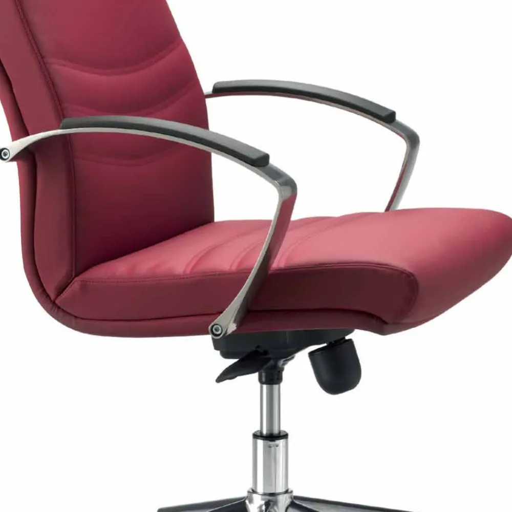 Viadurini Living Bürosessel-Bürostuhl aus Buchenholz und Leder Debora