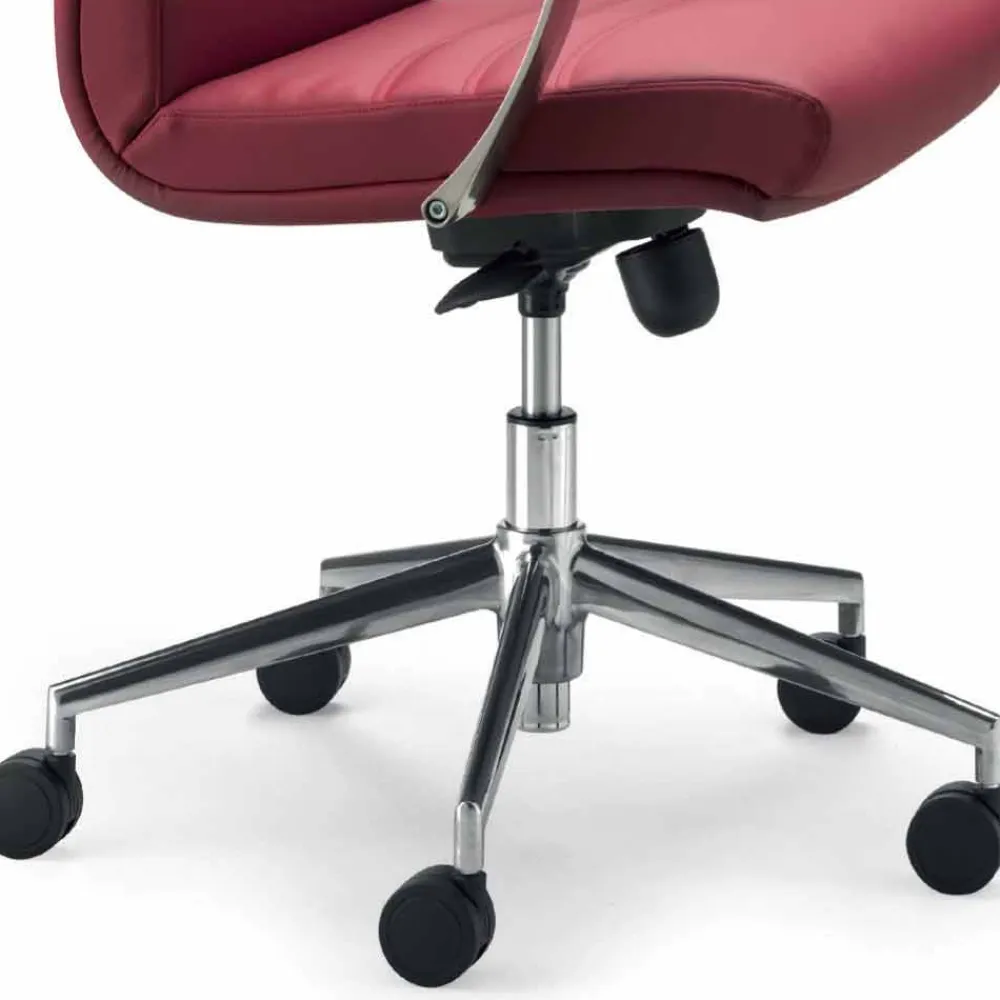 Viadurini Living Bürosessel-Bürostuhl aus Buchenholz und Leder Debora