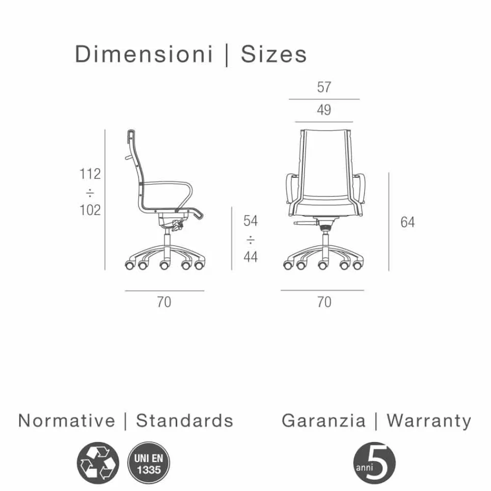 Viadurini Living Bürosessel-Bürostuhl aus Leder in modernem Design Agata