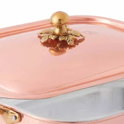 Viadurini Kitchen Kochgeschirr-Bräter und rechteckiger Deckel in der Hand verzinntes Kupfer 40x30 cm - Mariateresa