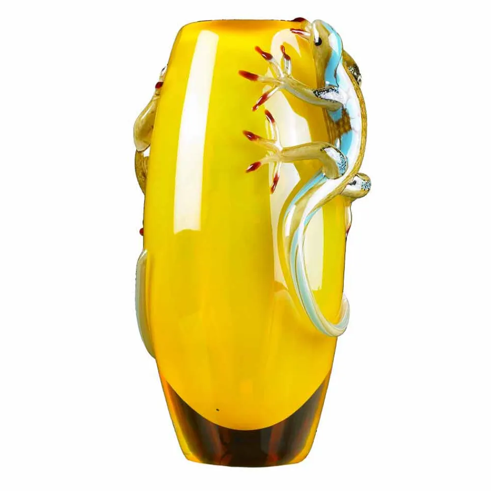 Viadurini Living Deko Vasen-Buntglasvase für den Innenbereich mit Geckos Handmade in Italy - Geco