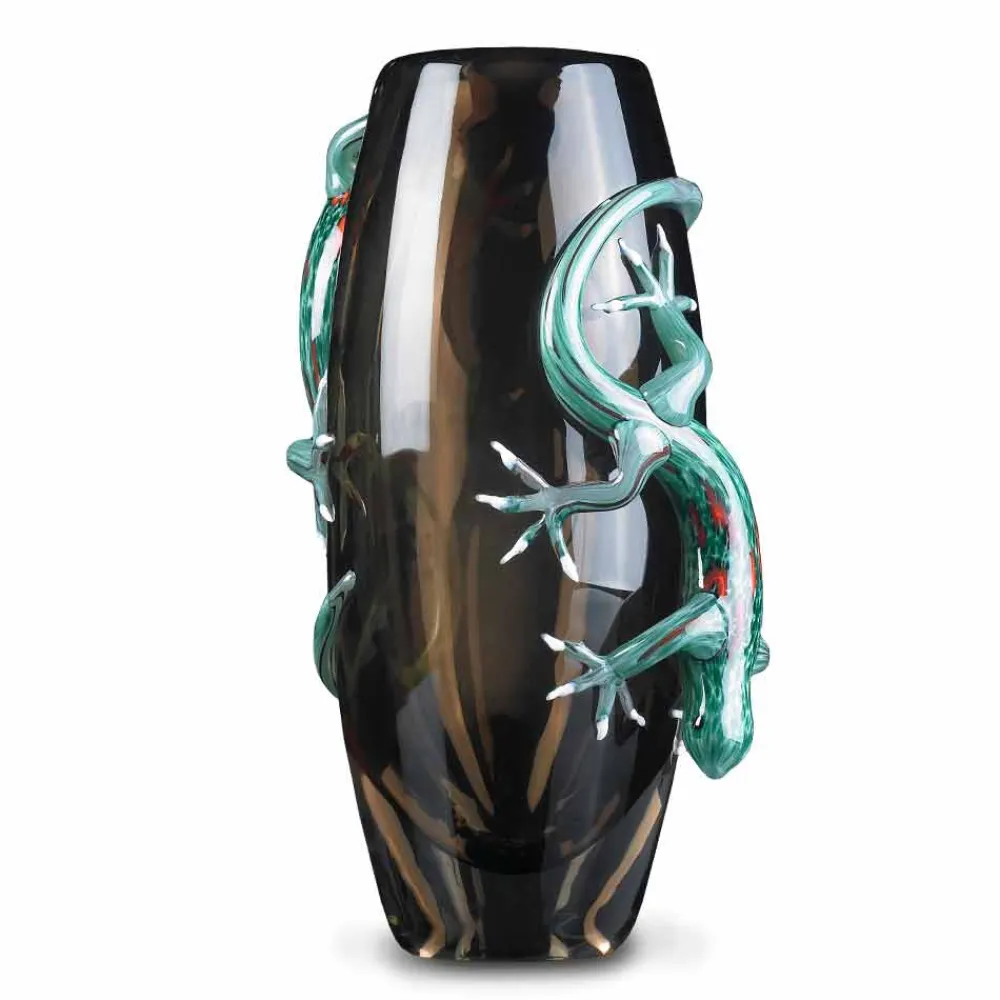 Viadurini Living Deko Vasen-Buntglasvase für den Innenbereich mit Geckos Handmade in Italy - Geco