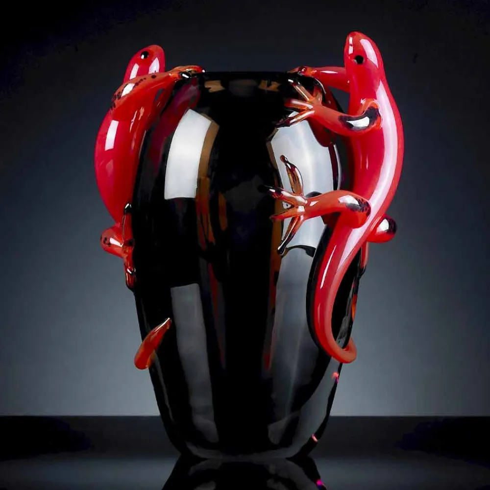 Viadurini Living Deko Vasen-Buntglasvase für den Innenbereich mit Geckos Handmade in Italy - Geco