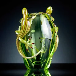 Viadurini Living Deko Vasen-Buntglasvase für den Innenbereich mit Geckos Handmade in Italy - Geco