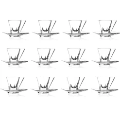 Viadurini Kitchen Italienisches Kristallgeschirr-Cappuccino-Tassenservice in italienischem Öko-Kristall 12 Stück - Amalgam