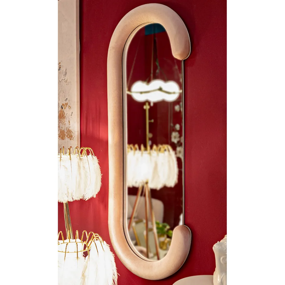 Viadurini Decor Wandspiegel-C-förmiger Wandspiegel mit MDF-Rahmen mit Samtbezug - Micheal