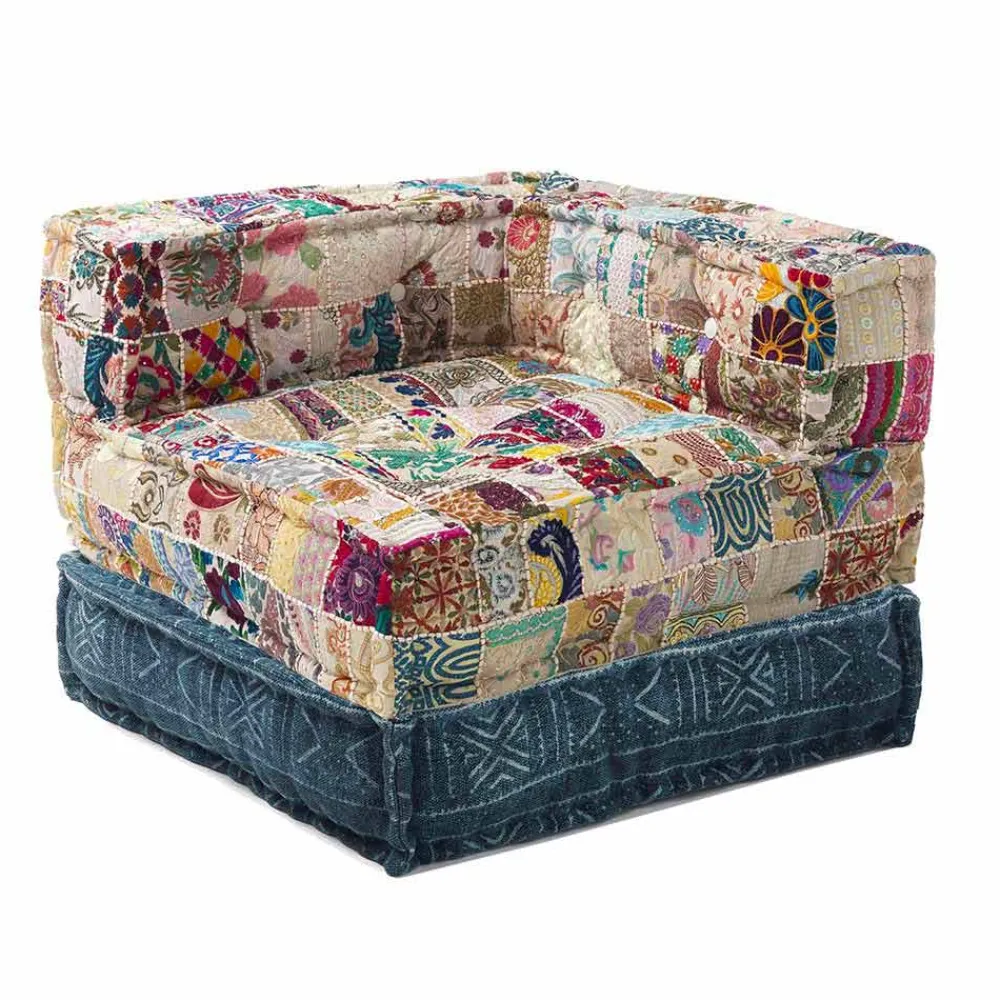 Viadurini Living Moderne Sessel-Chaise Longue Armchair von Ethnic Design aus Patchwork-Baumwolle für Wohnzimmer - Fiber