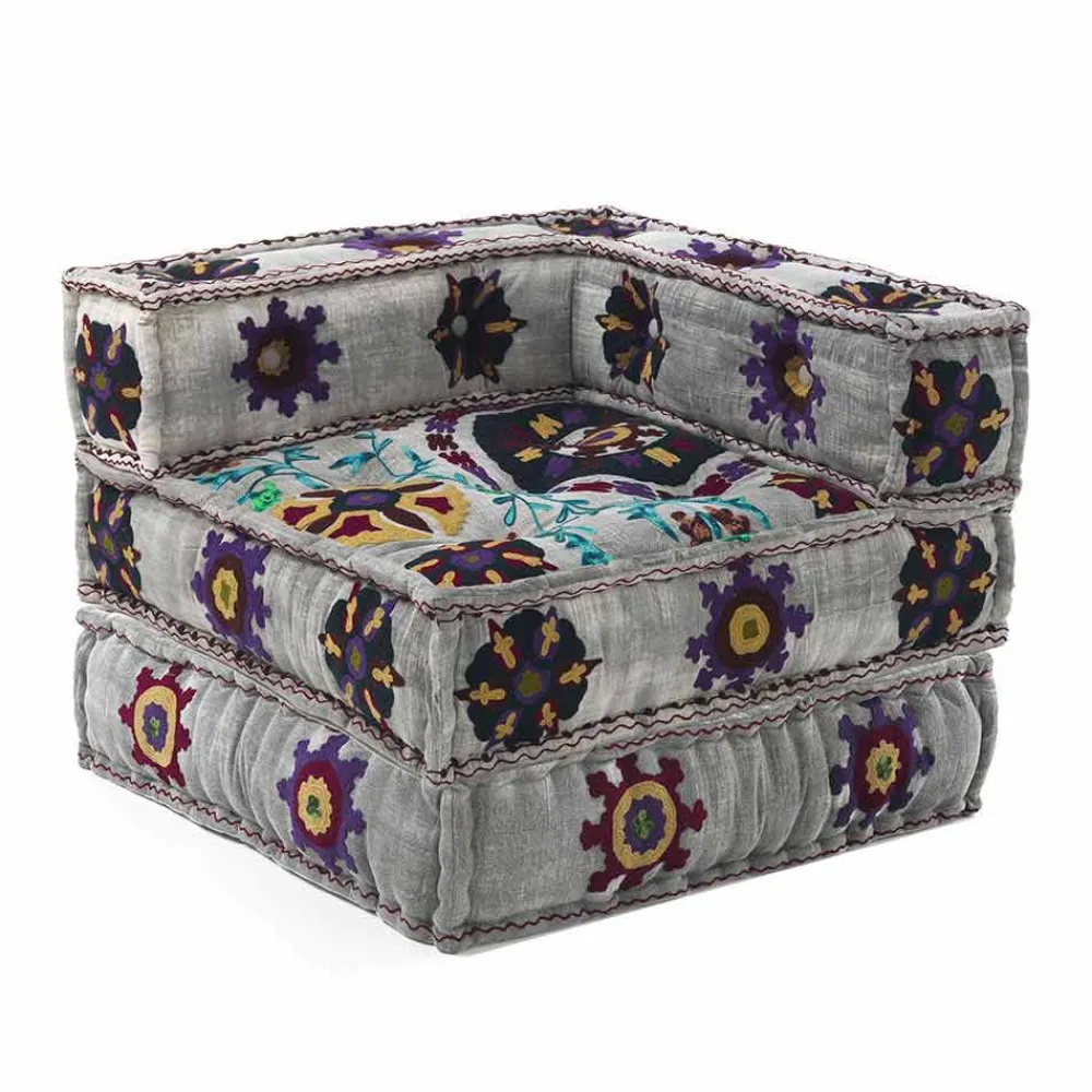 Viadurini Living Moderne Sessel-Chaise Longue Armchair von Ethnic Design aus Patchwork-Baumwolle für Wohnzimmer - Fiber