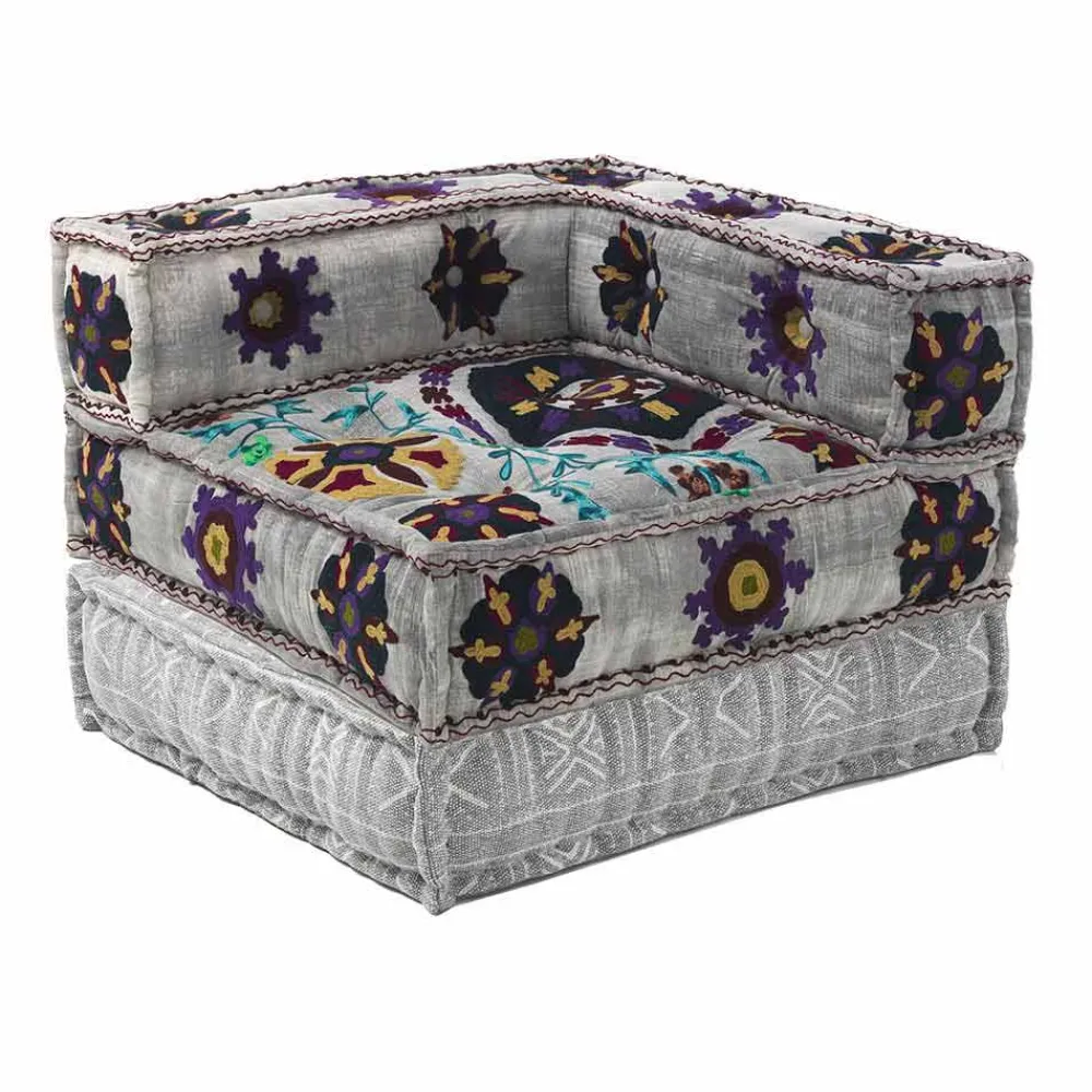 Viadurini Living Moderne Sessel-Chaise Longue Armchair von Ethnic Design aus Patchwork-Baumwolle für Wohnzimmer - Fiber