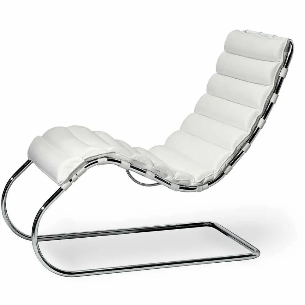 Viadurini Living Recamiere|Recamiere-Chaiselongue aus verchromtem Stahl mit Ledersitz Made in Italy - Diamond