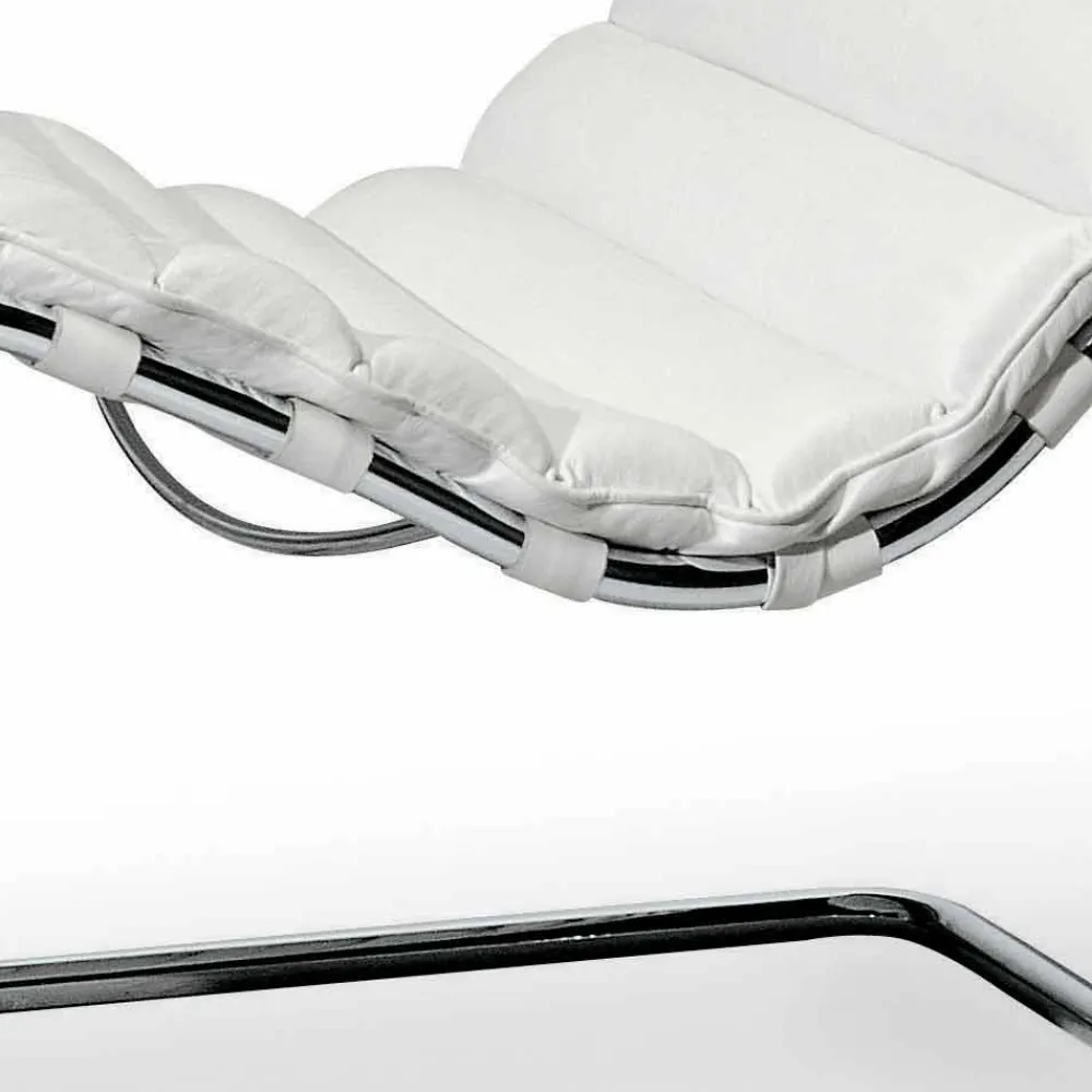 Viadurini Living Recamiere|Recamiere-Chaiselongue aus verchromtem Stahl mit Ledersitz Made in Italy - Diamond