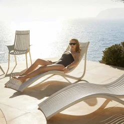 Vondom Sonnenliegen-Chaiselongue im Freien in Weiß oder Ecru-Design, 4 Stück - Ibiza von