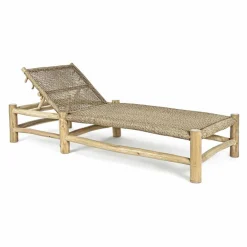 Viadurini in the Garden Sonnenliegen-Chaiselongue im Freien in Teakholzzweigen und Kunstfaserweberei - Tecno