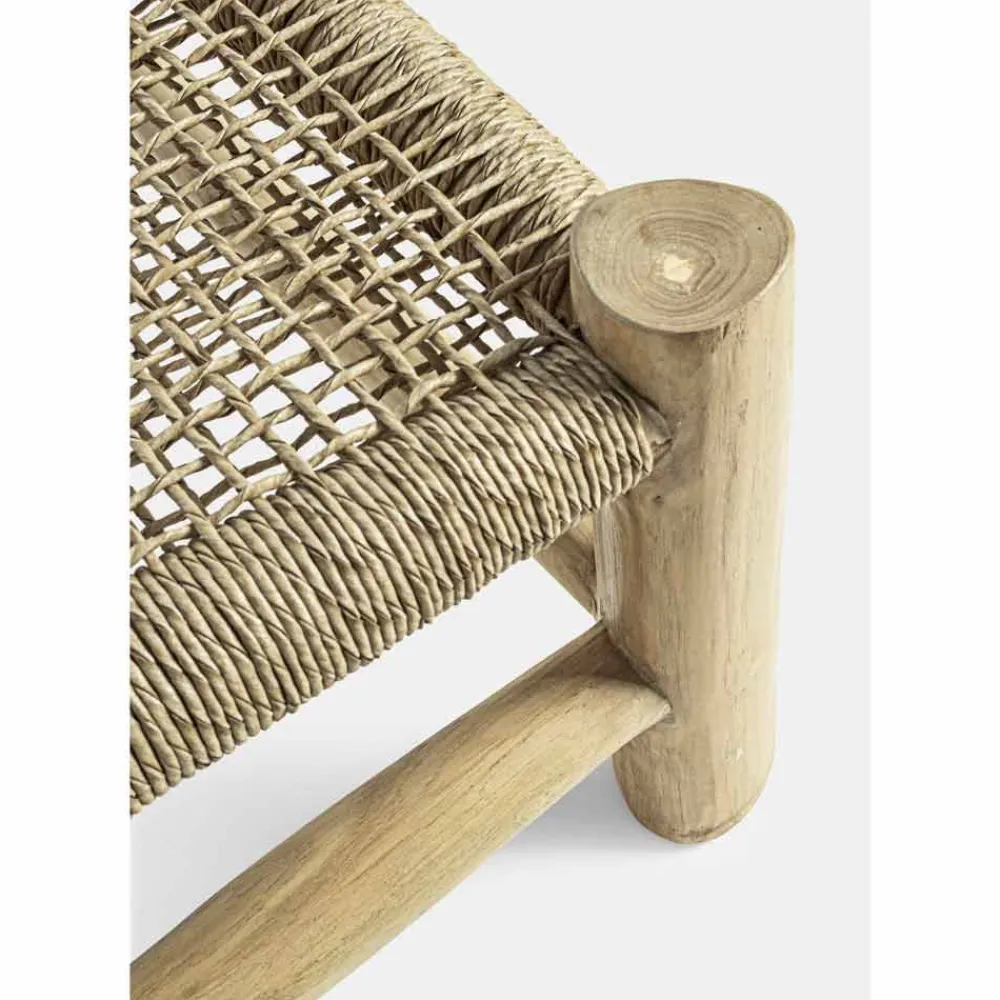 Viadurini in the Garden Sonnenliegen-Chaiselongue im Freien in Teakholzzweigen und Kunstfaserweberei - Tecno