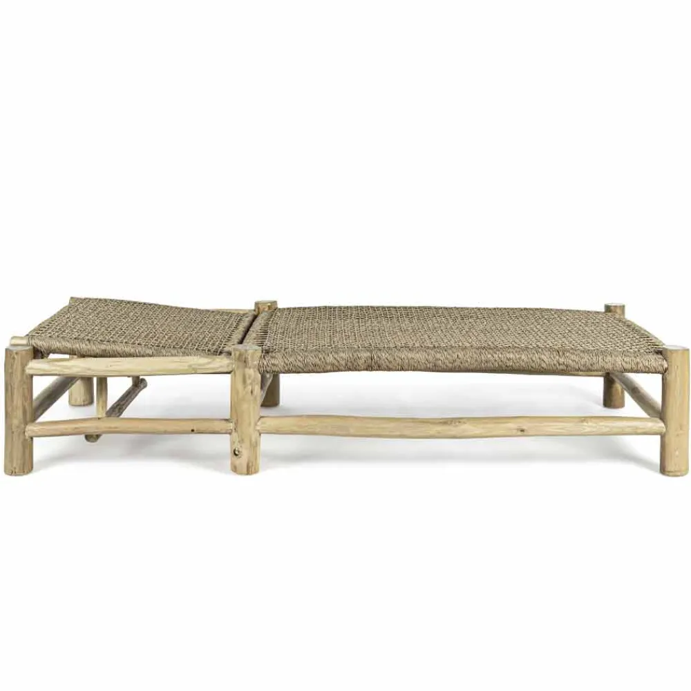 Viadurini in the Garden Sonnenliegen-Chaiselongue im Freien in Teakholzzweigen und Kunstfaserweberei - Tecno