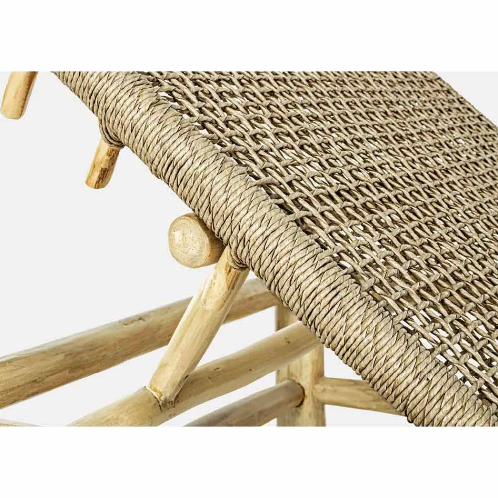 Viadurini in the Garden Sonnenliegen-Chaiselongue im Freien in Teakholzzweigen und Kunstfaserweberei - Tecno